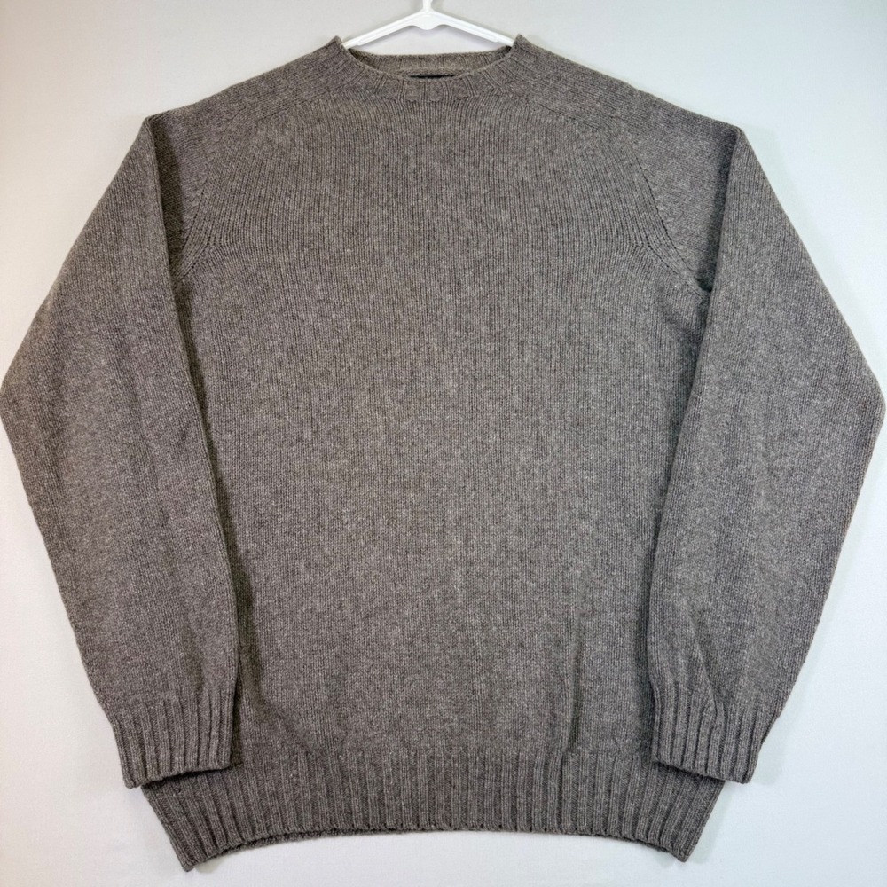Filson 4GG Sweater Mens L Elk Brown 100% Wool 4 Gauge Made in Scotland Crewneck